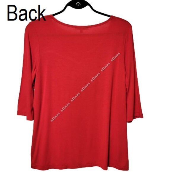 VIOLET ruby comfortable thin light red mid sleeve blouse top sizes M L XL - Picture 2 of 11